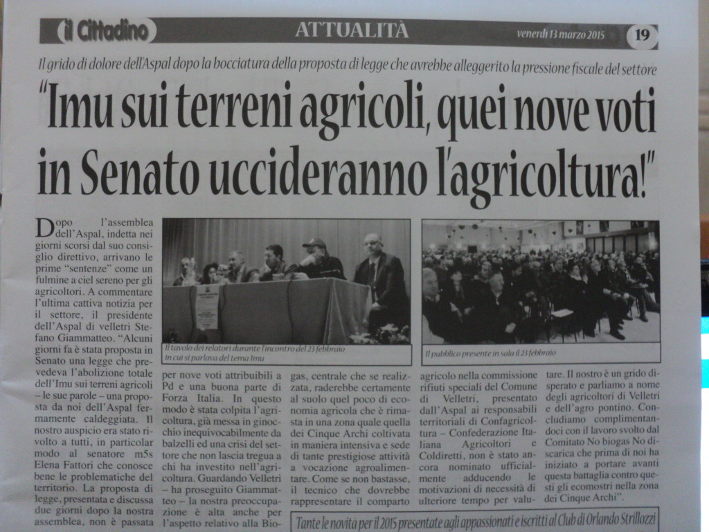 13 marzo - L'Imu sui terreni agricoli