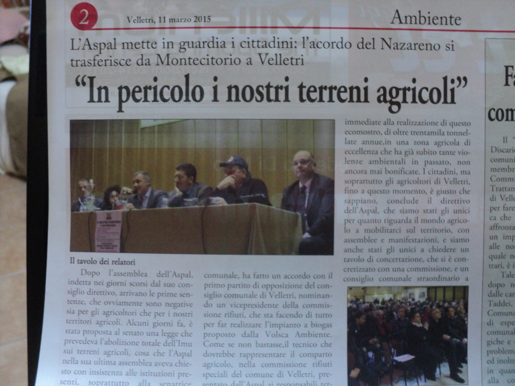 11 marzo - In pericolo i nostri terreni agricoli