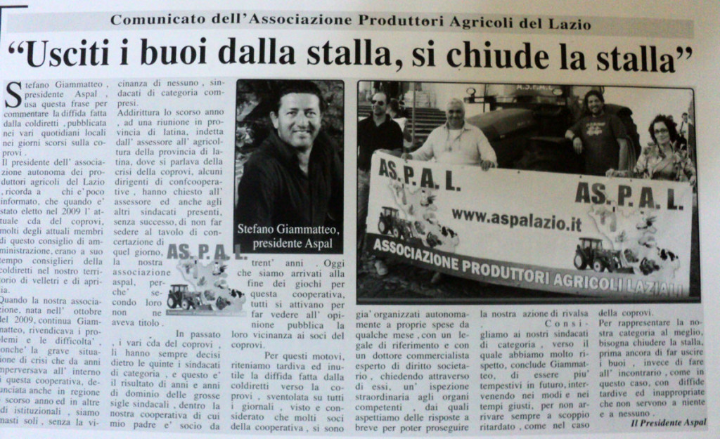 2012 - "Usciti i buoi dalla stalla, si chiude la stalla"