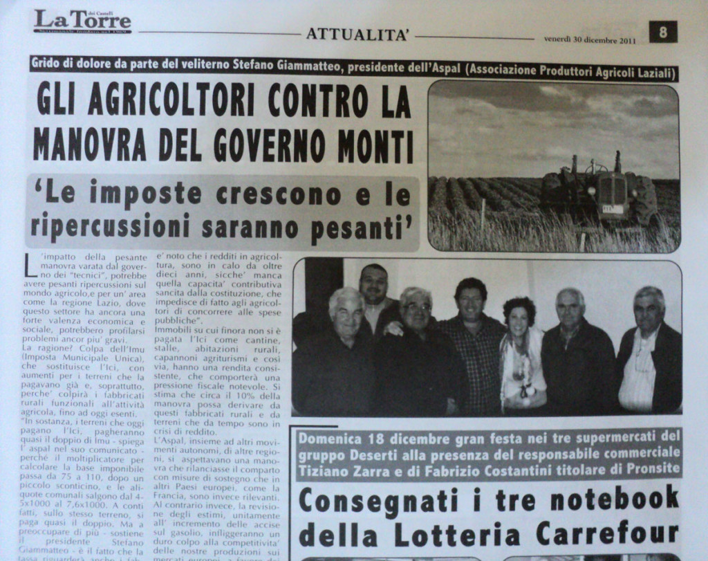 30 dicembre 2011 - Gli agricoltori contro la manovra del Governo Monti