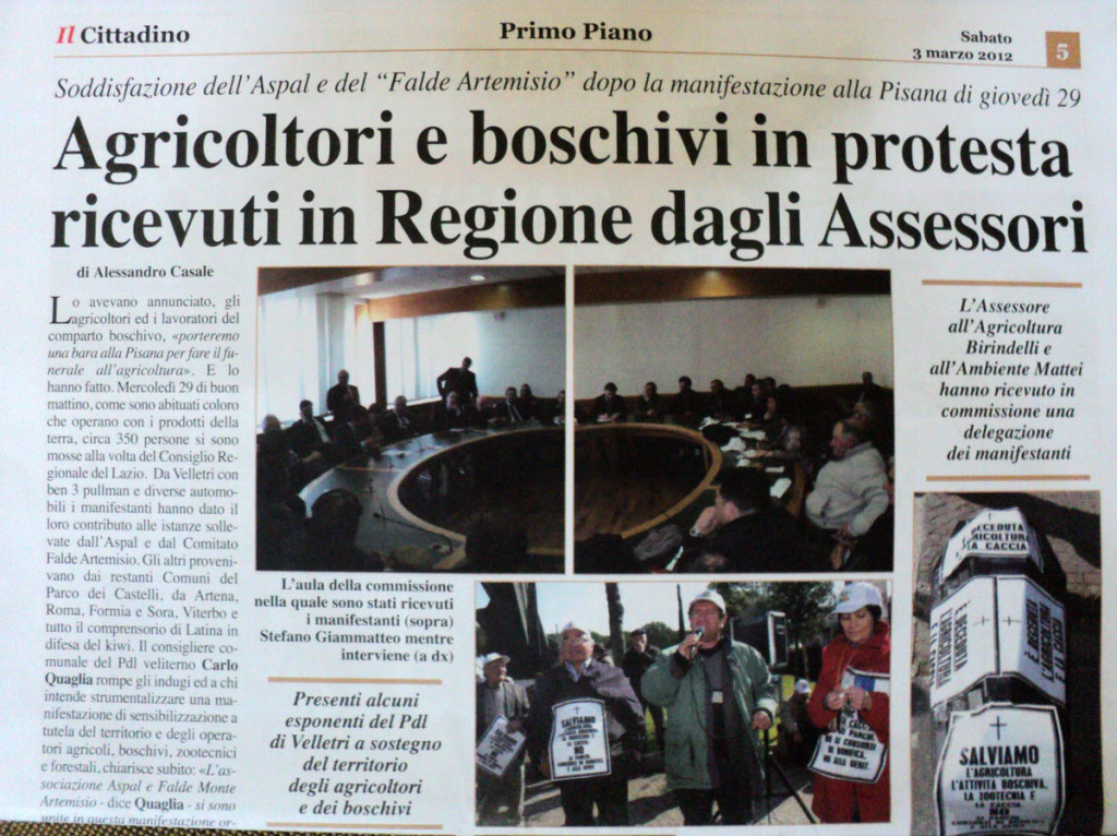 3 marzo 2012 - Agricoltori e boschivi in protesta ricevuti in Regione dagli Assessori