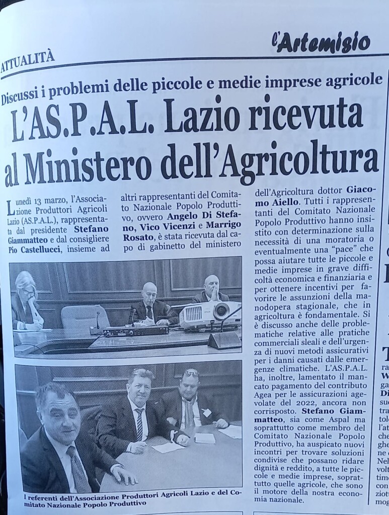 L'Artemisio - Marzo 2023 - L'ASPAL Lazio ricevuta al Ministero dell'Agricoltura