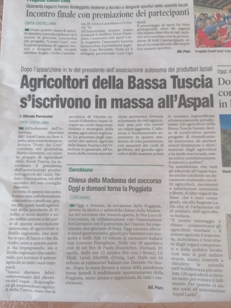 24 aprile 2022 - Agricoltori della Bassa Tuscia s'iscrivono in massa all'Aspal