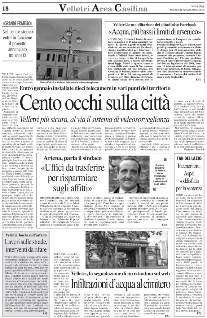 22 dicembre 2010 - Ineceneritore, Aspal soddisfatta per la sentenza